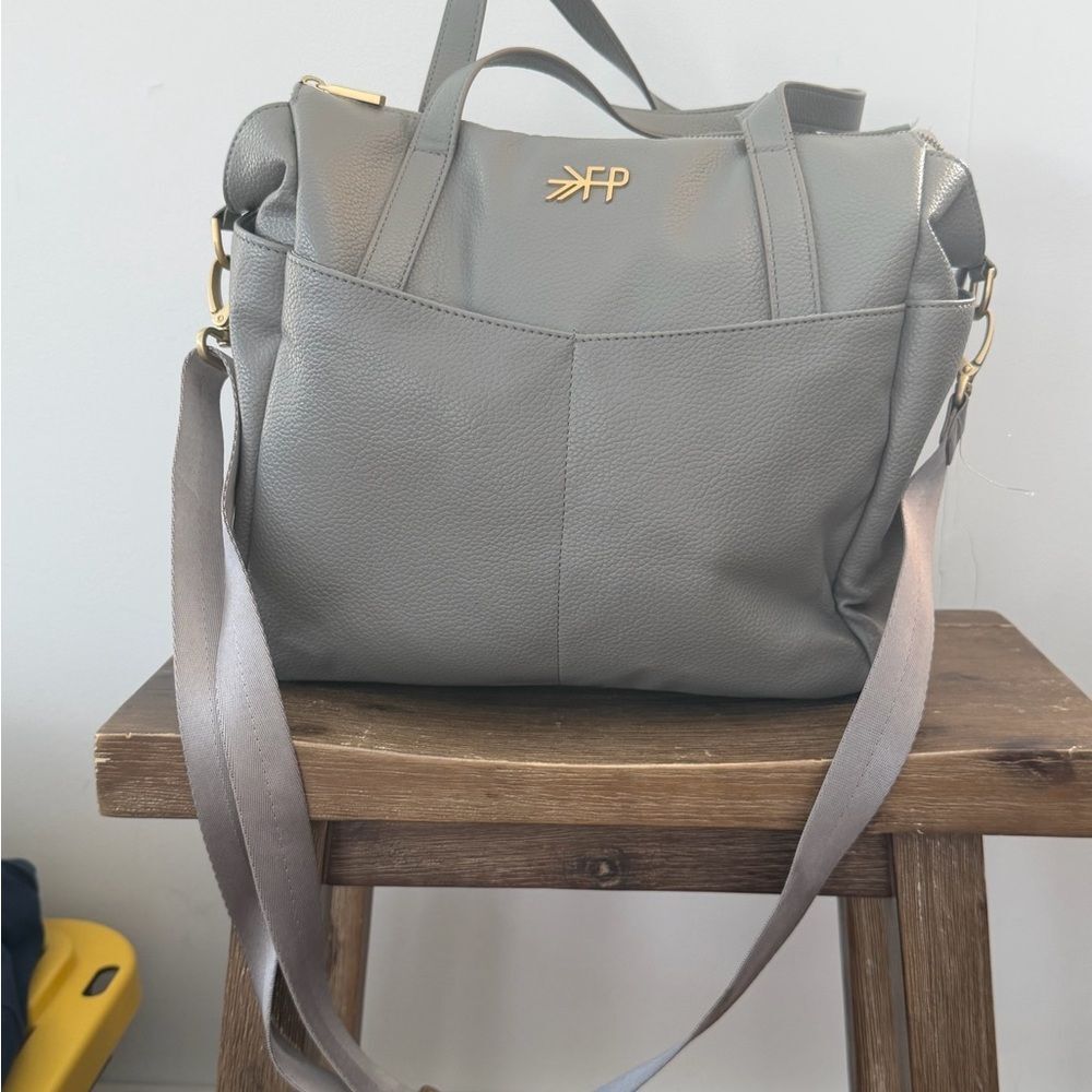 Freshly Picked light gray diaper bag